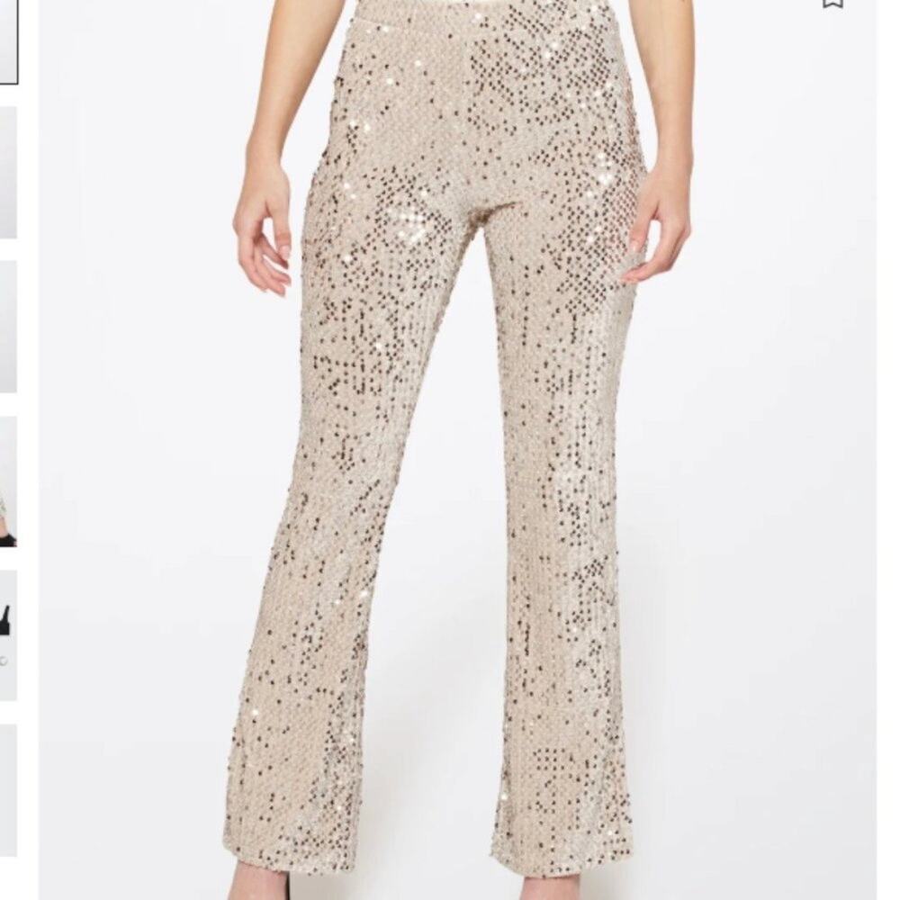 Sanctuary Charmed Kicker Flare Cream Silver Sequin Party Leggings Pants Small